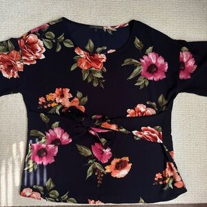 Floral Tie Front Blouse